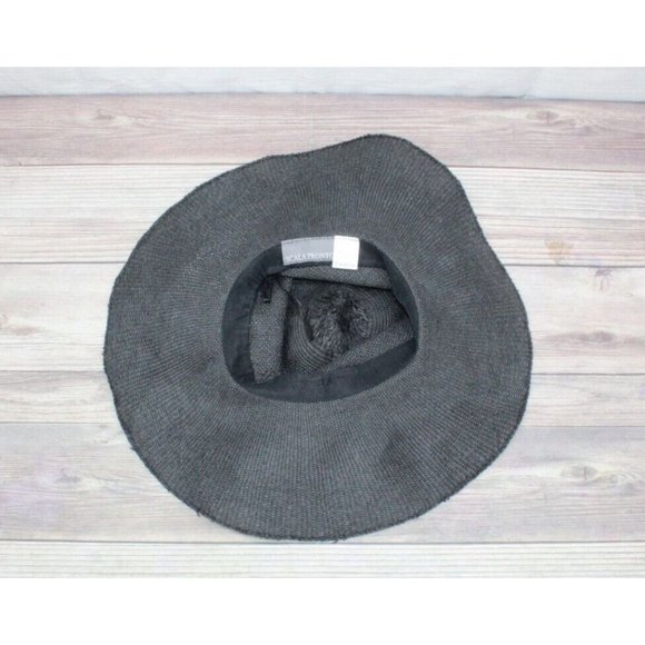 Scala Black 100% Paper Brown Ribbon Wide Brim Floppy Summer Beach Sun Hat - Picture 9 of 10